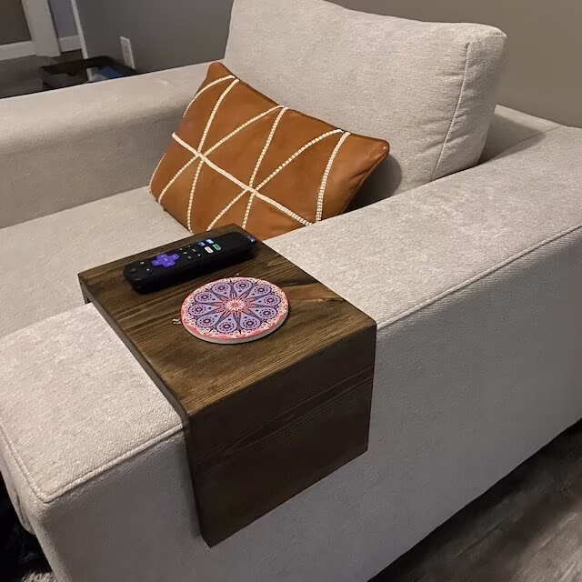 Sofa Arm Tray Table, Couch Tray, Table Wrap, Armrest Handmade, Ottoman Coffee Table, Wooden Gifts, Home Living