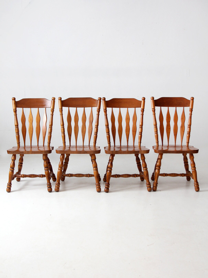 Vintage Oak Dining Chairs Set Of 4