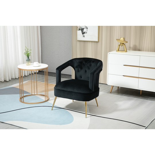 Velvet Upholstered Tufted Livng Room Leisure Chair With Golden feet