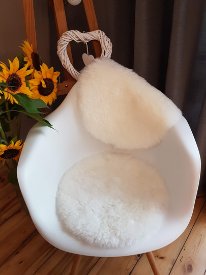 Chair Pad, Stool Cover, Seat Pads, Scandinavian Style, Sheepskin Sheepskin, Natural Wool White Colors