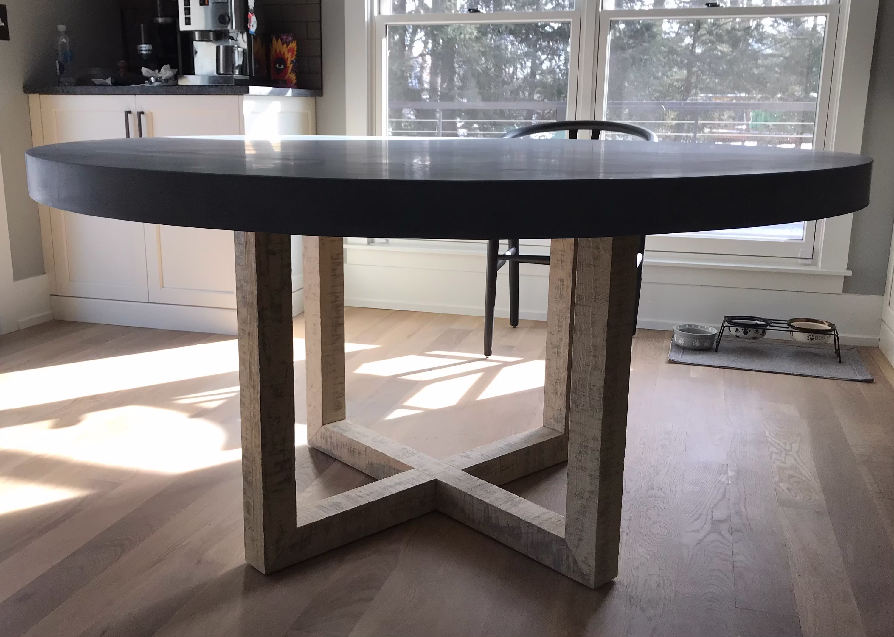 Custom Round Concrete Table | Wood Base