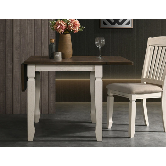 Best Master Furniture Oak Cream 50 Inch Drop Leaf Dining Table