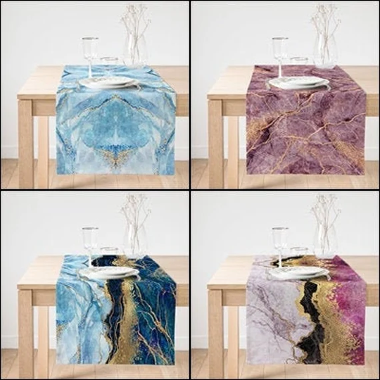 Marble Patterned Table Runner | Suede Runners High Quality Colorful Tabletop Decorative Tablecloth Home Decor Kitchen Decors Gift