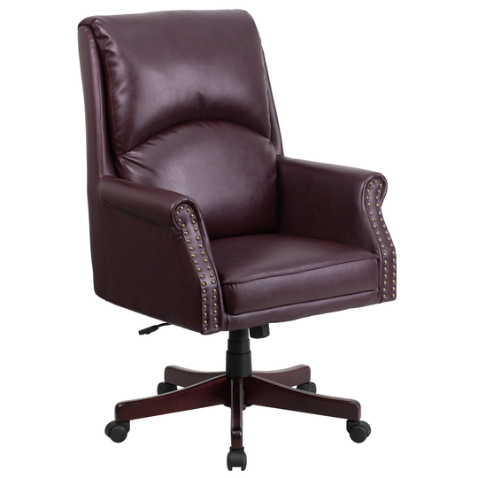 Clifton Burgundy Leather Executive Adjustable Swivel Office Chair