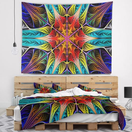 Designart 'Colorful Fractal Stained Glass' Abstract Wall Tapestry