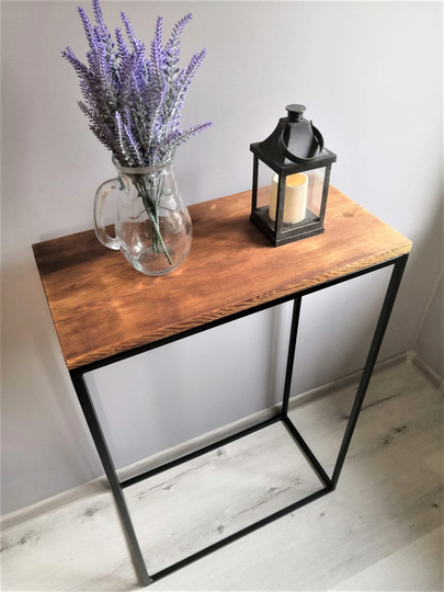 Narrow Console Table, Entryway Wood Metal Small Entryway Hallway Black, White
