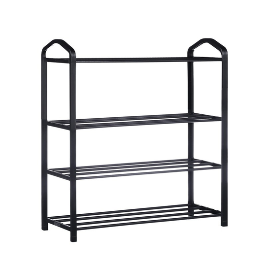 Black 4-Tier Stackable Shoe Rack, 12-Pairs Sturdy Storage Shoe Tower