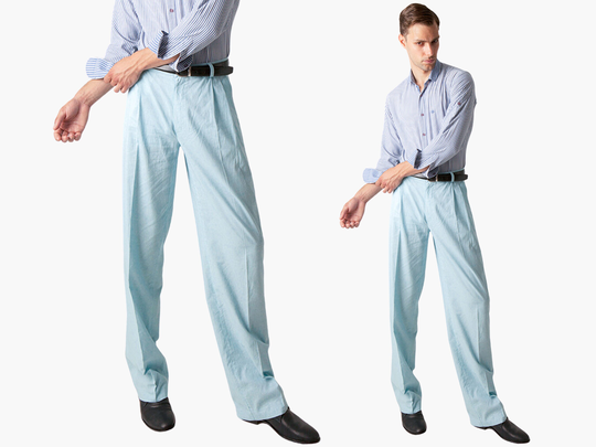 Men's Light Blue Cotton Pants, Men Argentine Tango Latin Dance Ballroom Show Trousers, Performance Pants