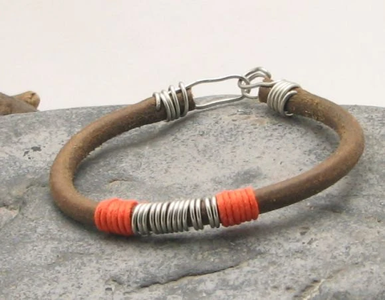 Valentines Day Gift For Boyfriend. Leather Bracelet. Natural Leather Surfer For Surfer Mens. Nautical