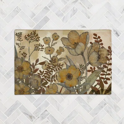 Envere Floral Power Loom Chenille Area Rug in Brown/Yellow