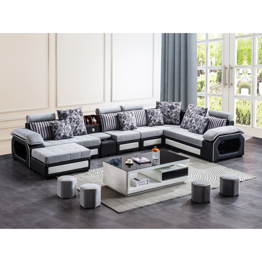 Large Modern Sectional Couch, Modular Sofa Set with Ottoman