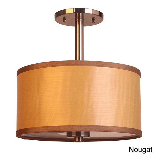3-light Single Shade Satin Nickel Semi-flush Mount
