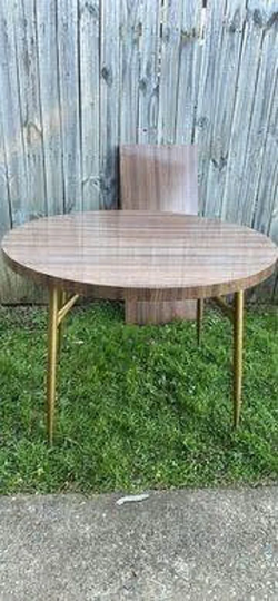 Midcentury, Midcentury Table, Round Metal Legs, Formica, Mcm Dining Kitchen