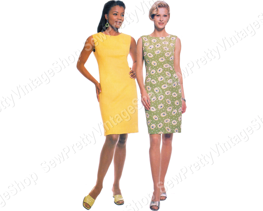 Mccall's 2166 90S Classic Pencil Dresses Modest Semi-Fitted Unlined High Neck Knee Length Sheath Dress, Easy Sewing Pattern Size 8 10 12 14