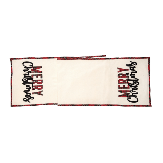 14" x 72" Merry Christmas Embroidered Table Runner - Cream - 14" x 72"