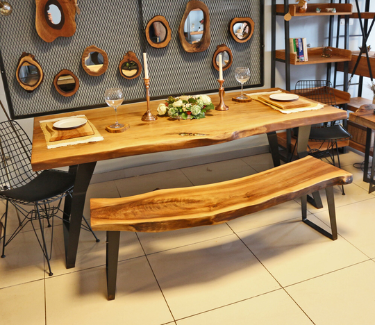 Live Edge Dining Table/Farmhouse Solid Wood Custom Order Rustic Meeting & Office