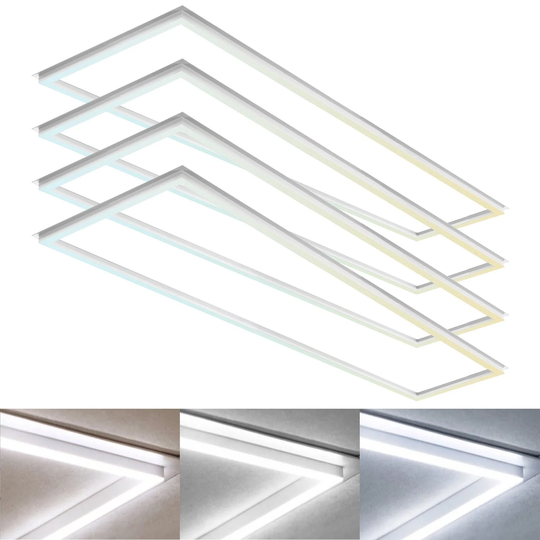 Luxrite 4-Pack 1x4 LED Panel Lights 3 Color Options 3000K-5000K 2500/3750/5000 Lumens 0-10V Dimmable120-277V 4 Pack