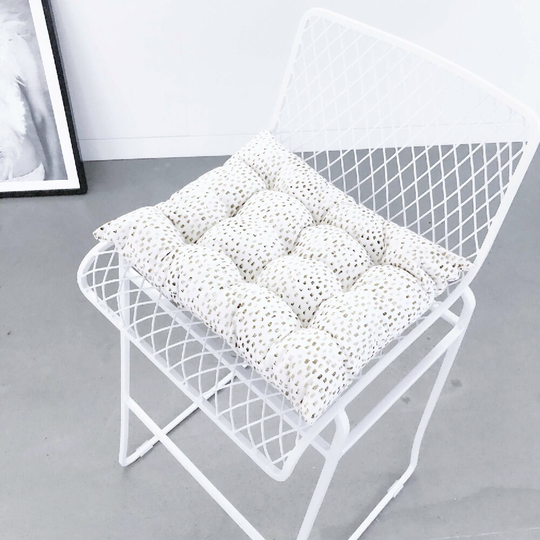 Dot Print Canvas Seat Cushion, Matcha Green Chair Printed Tufted 14x16" Cushion