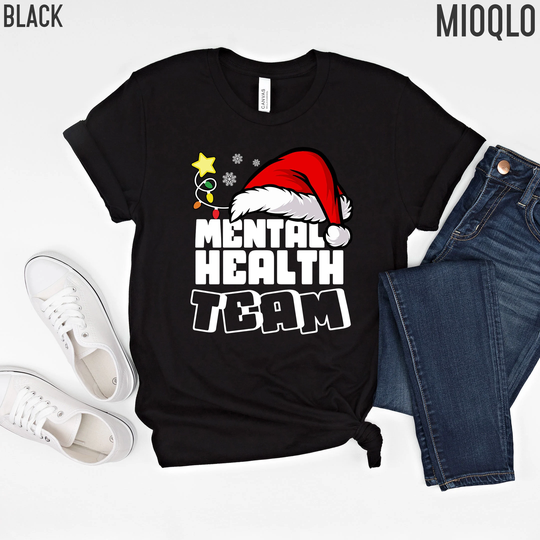 Santa Team Mental Health Squad Matching Holiday Christmas Shirt, Specialist Intervention Awareness Educator Aba Crew Xmas Tee