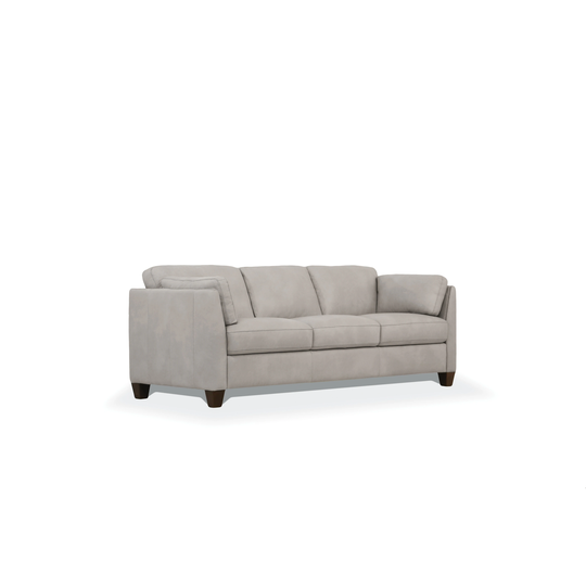 Leatherette Sofa with Tapered Legs and Sloped Armrests, Dusty White
