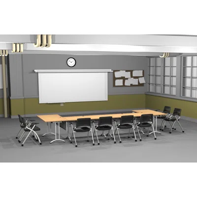 8 Person Training Meeting Seminar Tables with Modesty Panels and 8 Chairs Complete Set