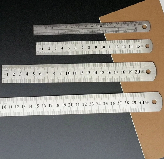 15-30cm, Stainless Steel Double Sided Measuring Ruler, Precision Straight Ruler, School, Office Stationery Ruler