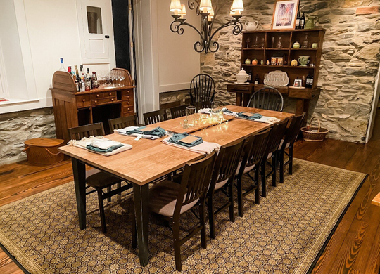Maple Farmhouse Table, Custom Hardwood Farm Table With Tapered Legs, Large Dining Room Kitchen