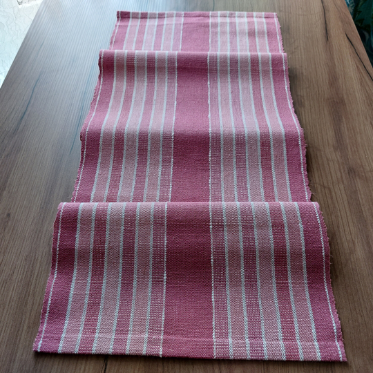 Unused Vintage Pink White Striped Table Runner, Topper, Dressing, Scandinavian Vintage Quality Textile, Table Linens | E1