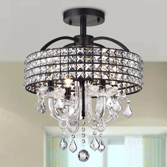 Antares 4-Light Black Semi-Flush Mount