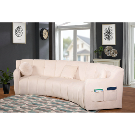 Velvet Curved sofa 3 Seats Symmetrical Modular legless sofa Corner Sectional Round couches - 127''