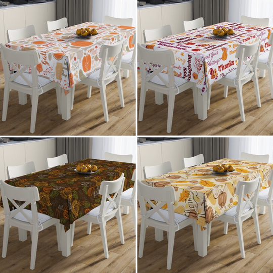 Pumpkin Tablecloth, Autumn Table Cover, Kitchen Linens, Fall Dining Textile, Farmhouse Decor, Thanksgiving Gift