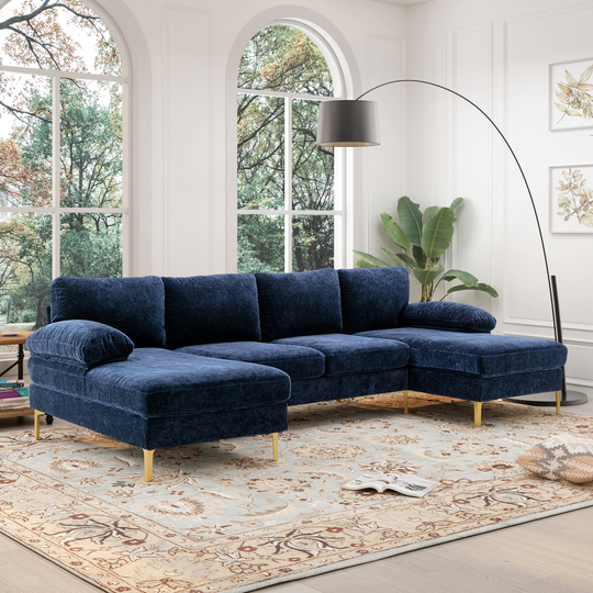 Chenille Fabric Sectional Sofa