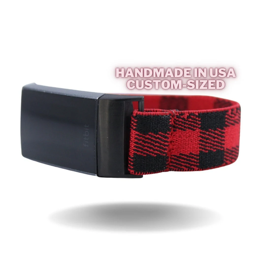 Elastic Fitbit Charge Watch Band - Fits 3/3Se & 4 4Se Red Buffalo Plaid Holiday Winter