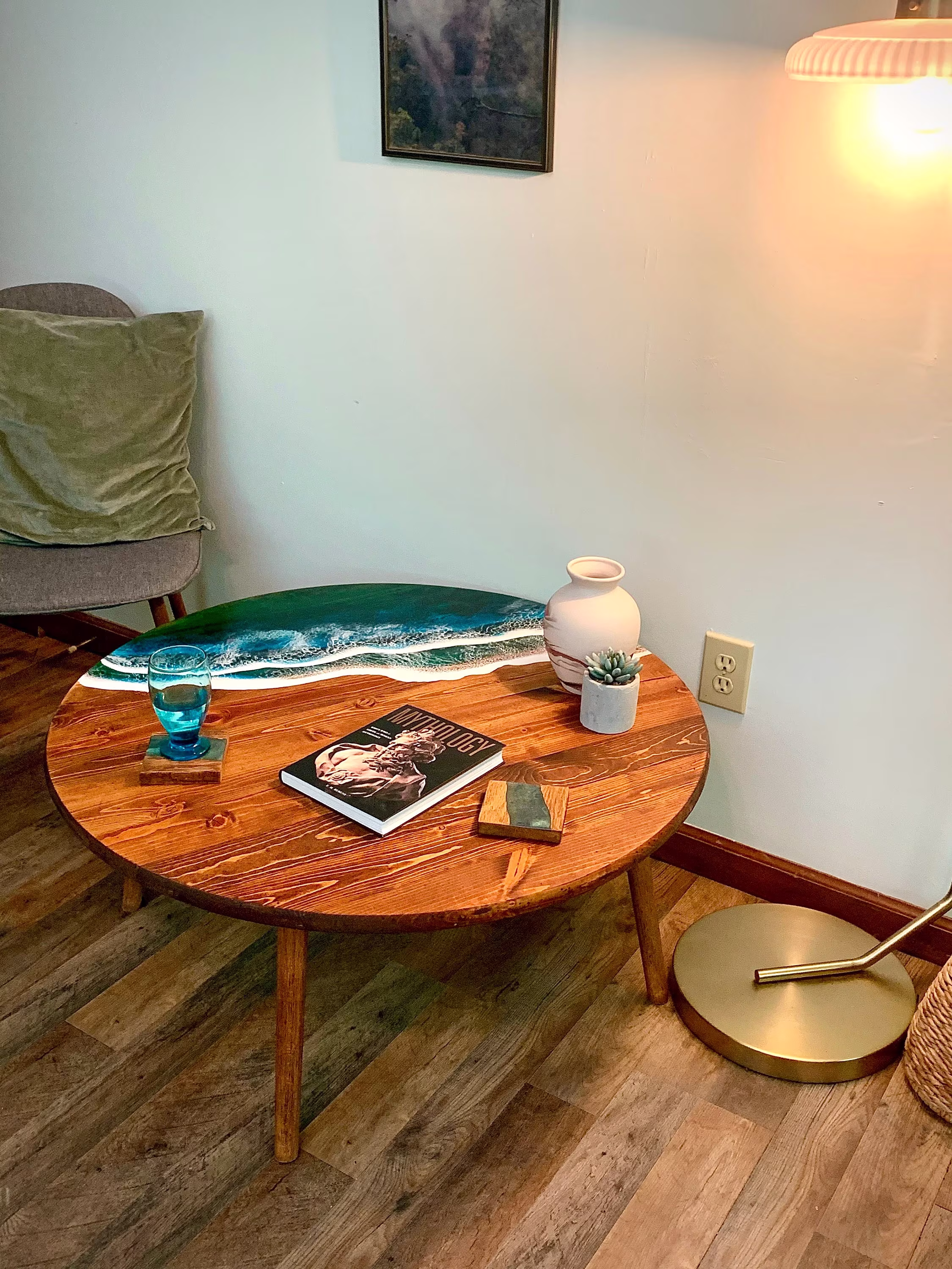 Round Gulf Ocean Wave Resin Coffee Table