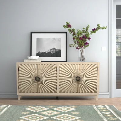 Kenshaun 76" Wide Acacia Wood Sideboard