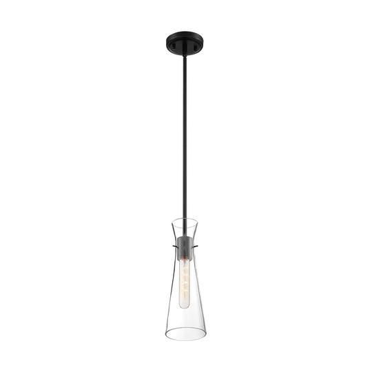 Bahari 1-Light Mini Pendant Fixture - Black Finish with Clear Glass