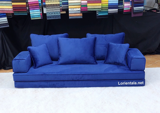 8'' Thickness Velvet Blue Floor Seating Sofa Living Room Turkish Decor Oriental Set Cushions Japanese Seat Bohemian Furniture Couch Fabric