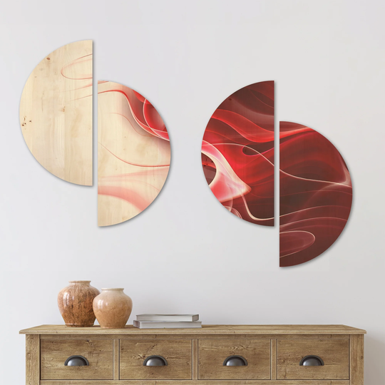 Designart '3D Fractal Abstract Design' Abstract Wood Wall Art Set of 4 Half Circles - Multi-Color