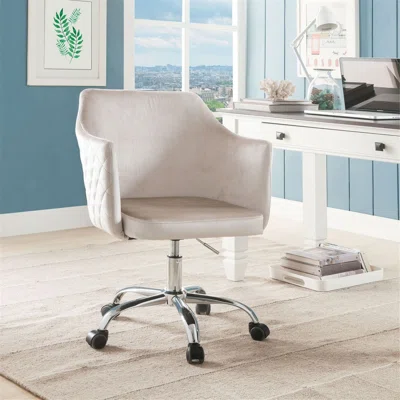 Office Chair In Velvet,Adjustable Height,Sleek High-Arms And Chrome Metal 5-Star Base