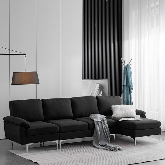L-Shaped Sectional Sofa with Cushions and Chaise