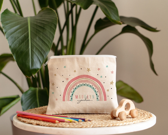 Back To School Custom Canvas Pencil Case, Personalized Kids Name, First Day Of School, Pre-School Supplies, Kindergarten Stationery, Colorful