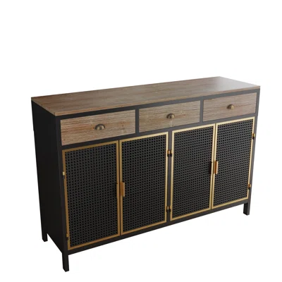 47.64" Wide 3 Doors Modern Sideboard With 3 Top Drawers Freestanding Sideboard Storage Cabinet