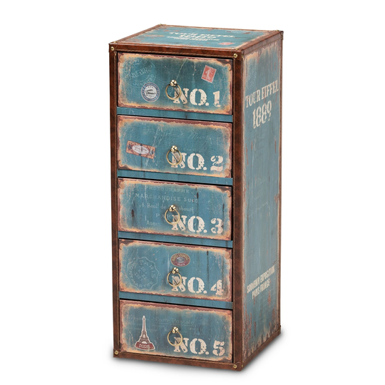 The Curated Nomad Encline Vintage Blue 5-drawer Storage Cabinet