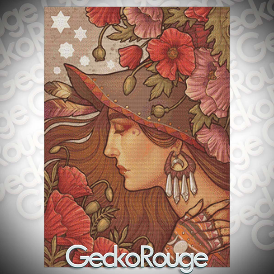 Poppy Witch By Medusa Dollmaker Modern Cross Stitch Art Kit
