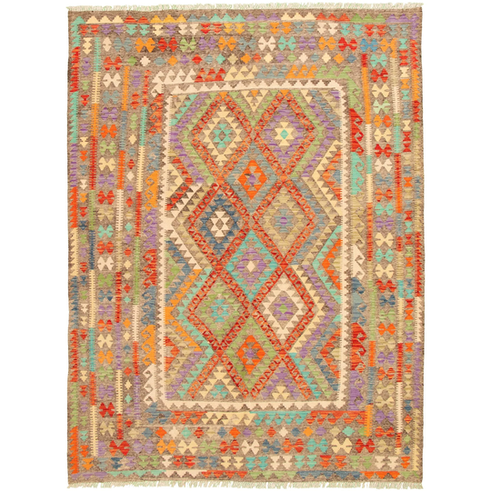 ECARPETGALLERY Flat-weave Bold and Colorful Multi Color Wool Kilim - 6'11 x 9'5