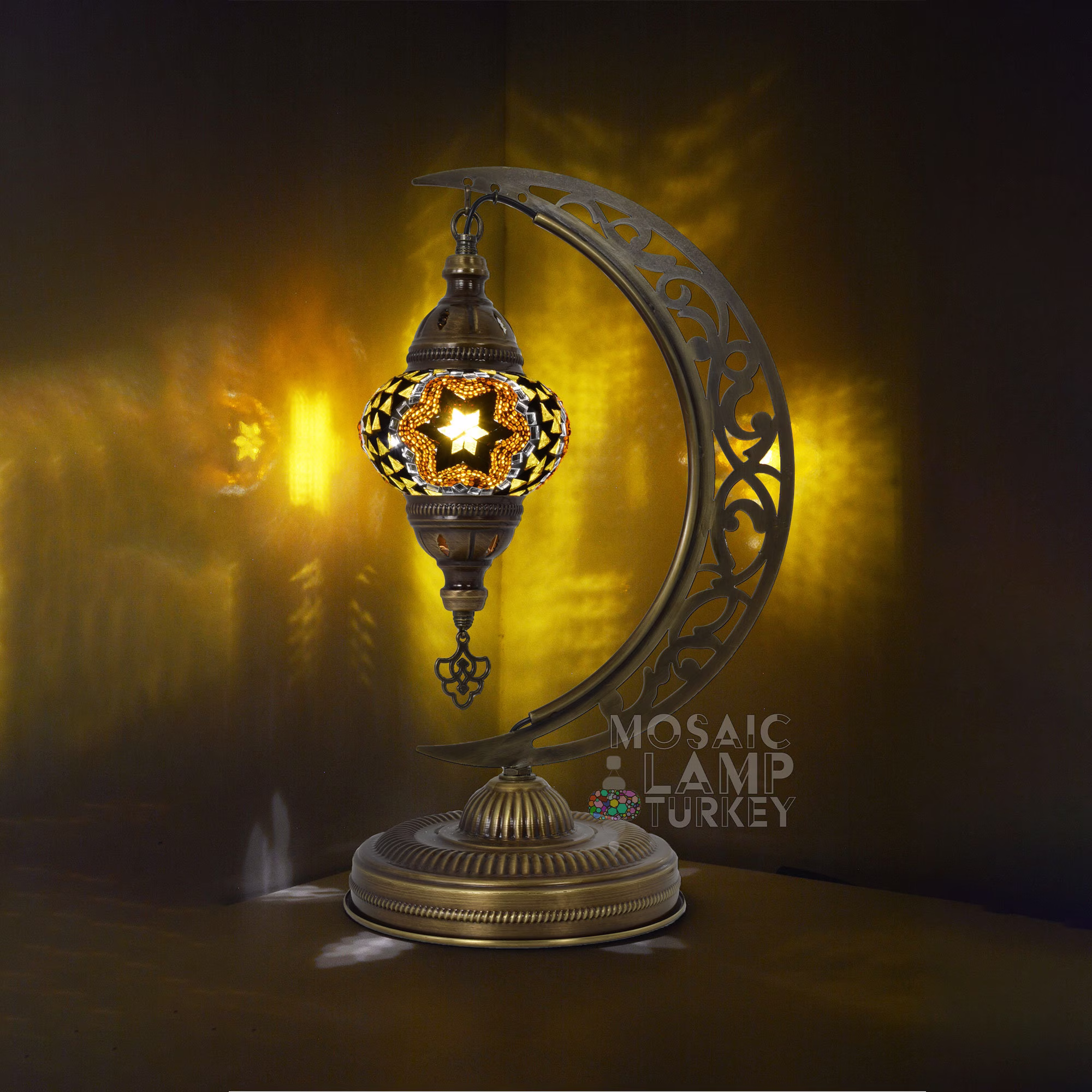 Turkish Mosaic Table Lamp, Desk Light, Stained Glass Moroccan Bedside Lamp