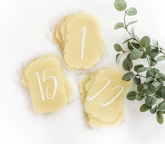 Acrylic Painted Table Numbers | 4x6 Wedding Signs Back Sign Black Silver White Rose Gold Font Calligraphy
