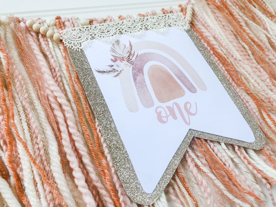 Boho Rainbow Birthday High Chair Tassel Banner, Cake Smash Backdrop First Birthday
