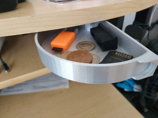 3D Printed Under Desk Drawer - Rotating Tray Office Storage