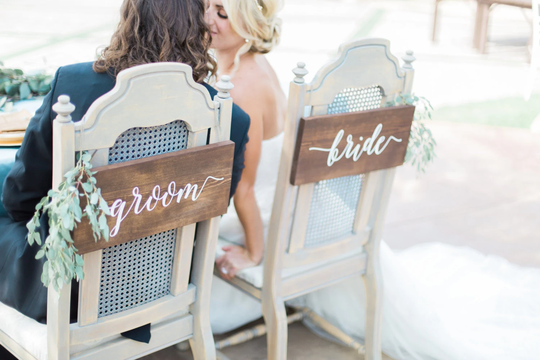 Bride & Groom Signs, & Chair Rustic Wedding Sweetheart Signs